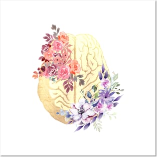 Floral Brain Anatomy Posters and Art